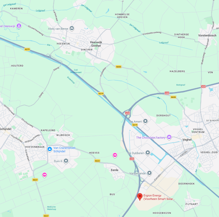leverancier voor zonnepanelen en thuisbatterijen in Heeswijk-Dinther kaartje